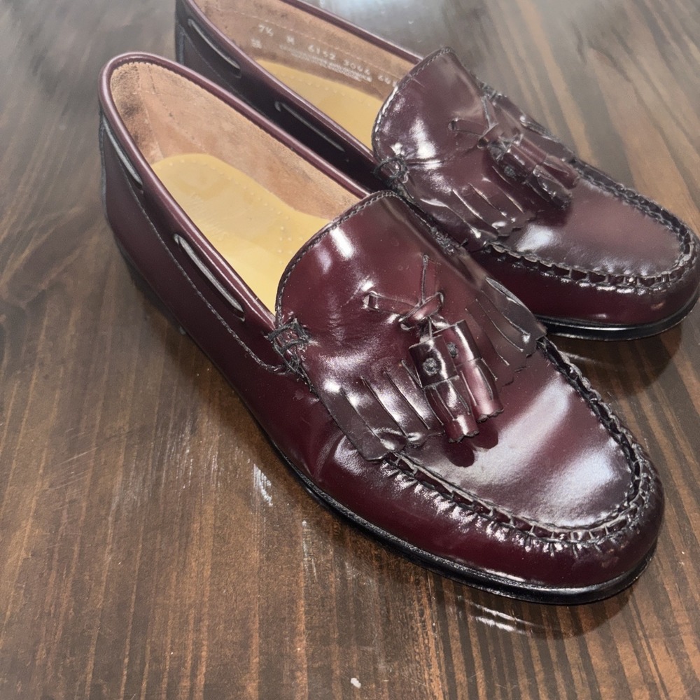 Bass Weejuns Shoes Womens 7.5M Brown/Burgundy Bass Jaclyn Leather Tassel Loafers